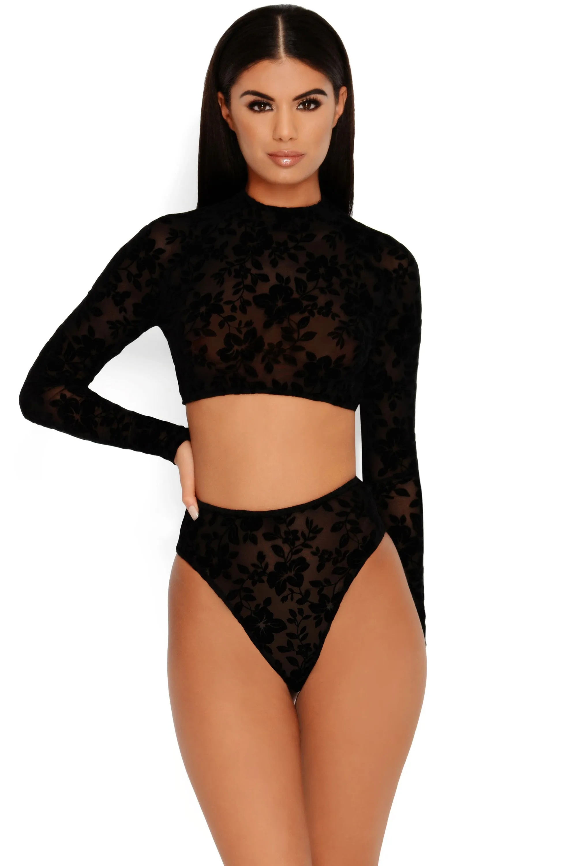 Sheerly Beloved Floral Underwear Bottoms in Black