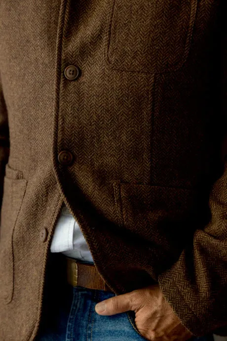 Tweed Industrial Jacket -Brown  Herringbone