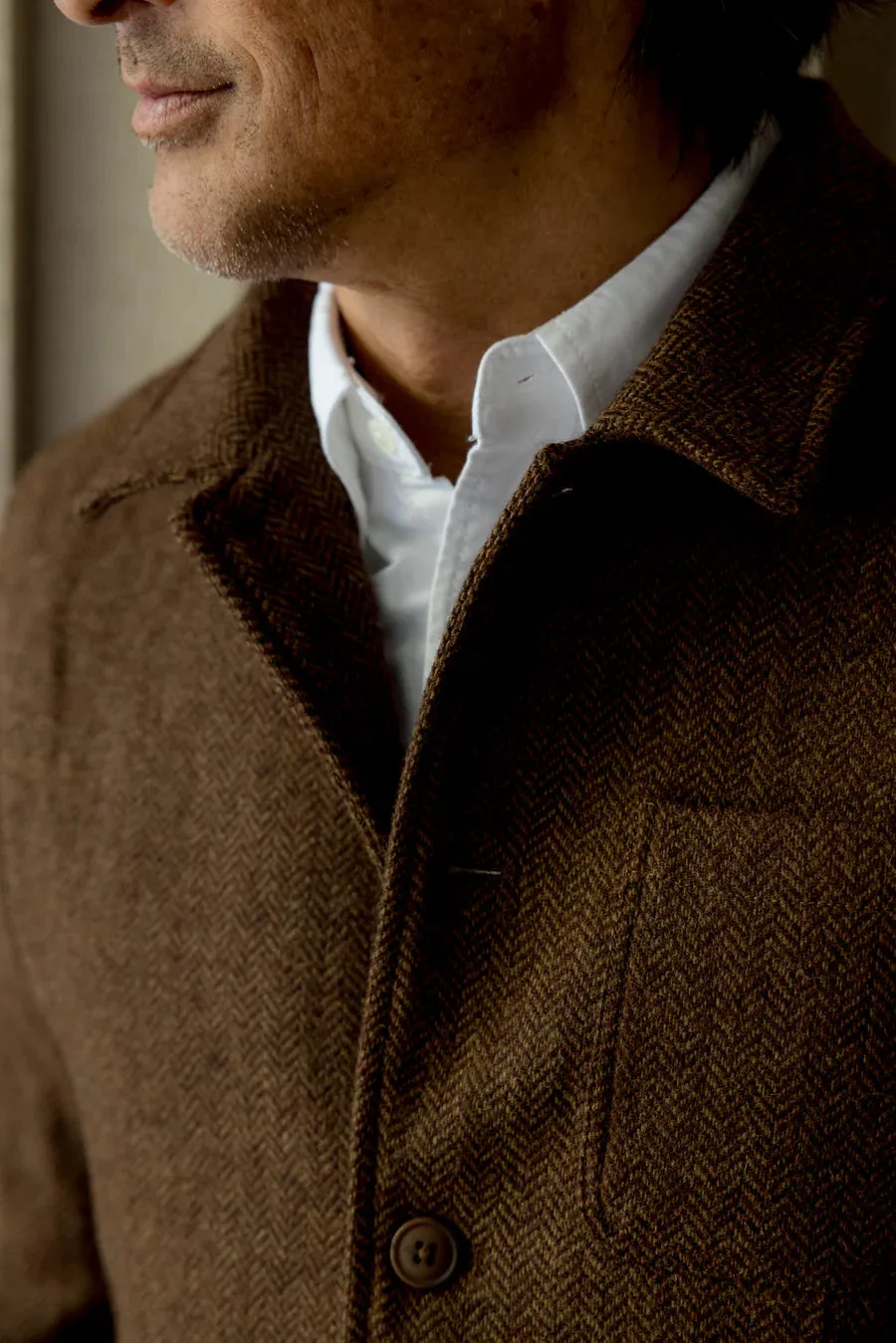 Tweed Industrial Jacket -Brown  Herringbone