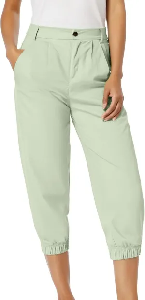 Womens High Waisted Capris Joggers Pants Casual Solid Color Summer Cropped Lounge Pant for Running Hiking Walking