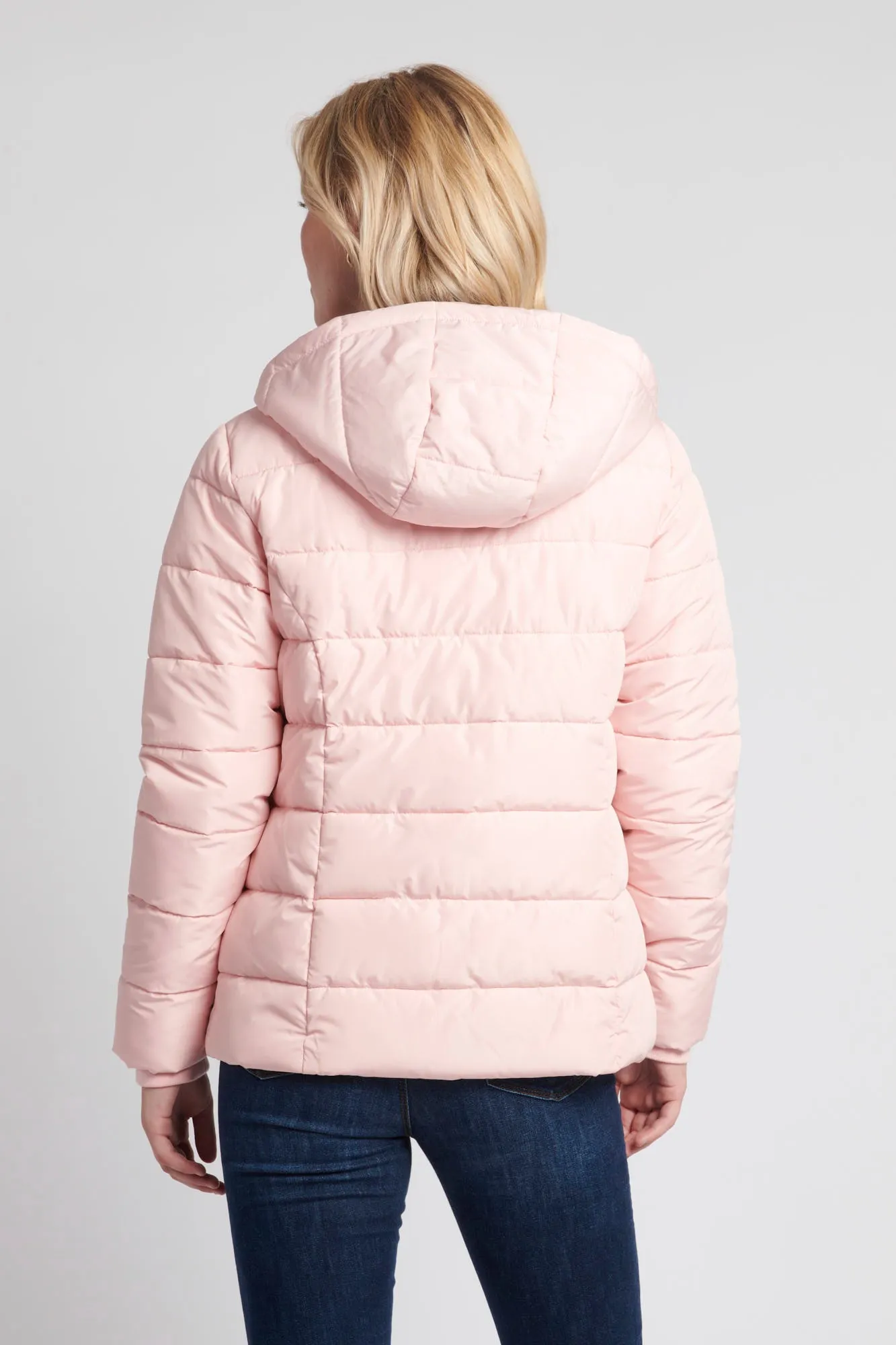 Womens Lightweight Puffer Jacket in Silver Pink