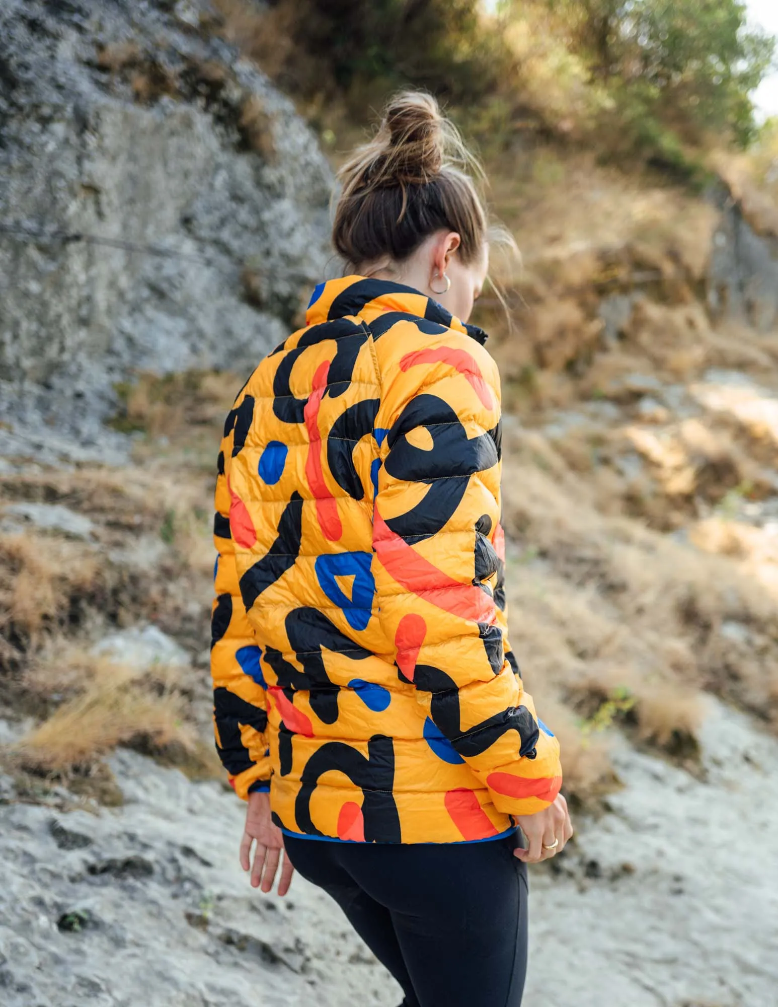 Women's Reversible Lightweight Puffer Jacket, Mixed Print & Blue