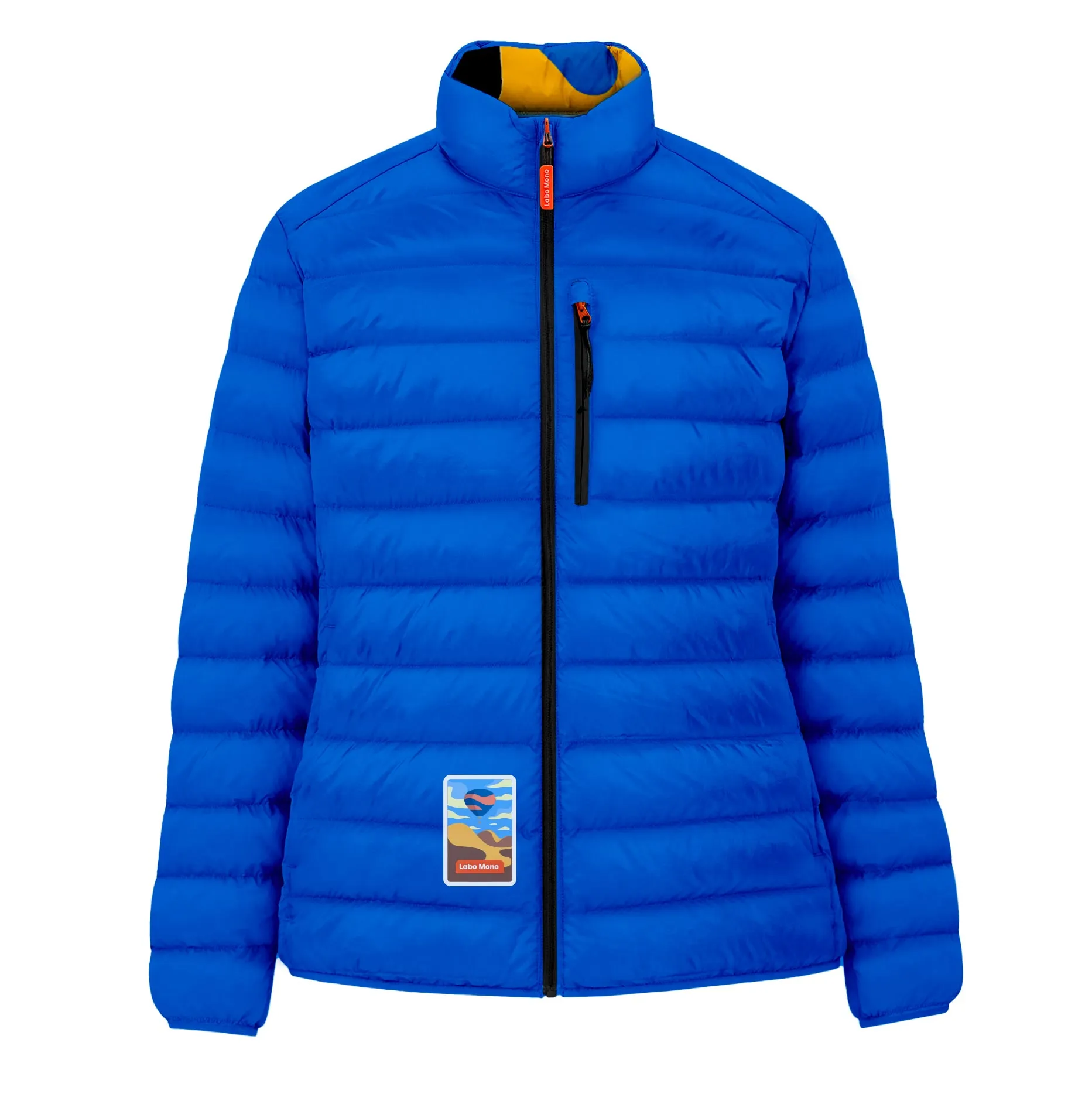Women's Reversible Lightweight Puffer Jacket, Mixed Print & Blue