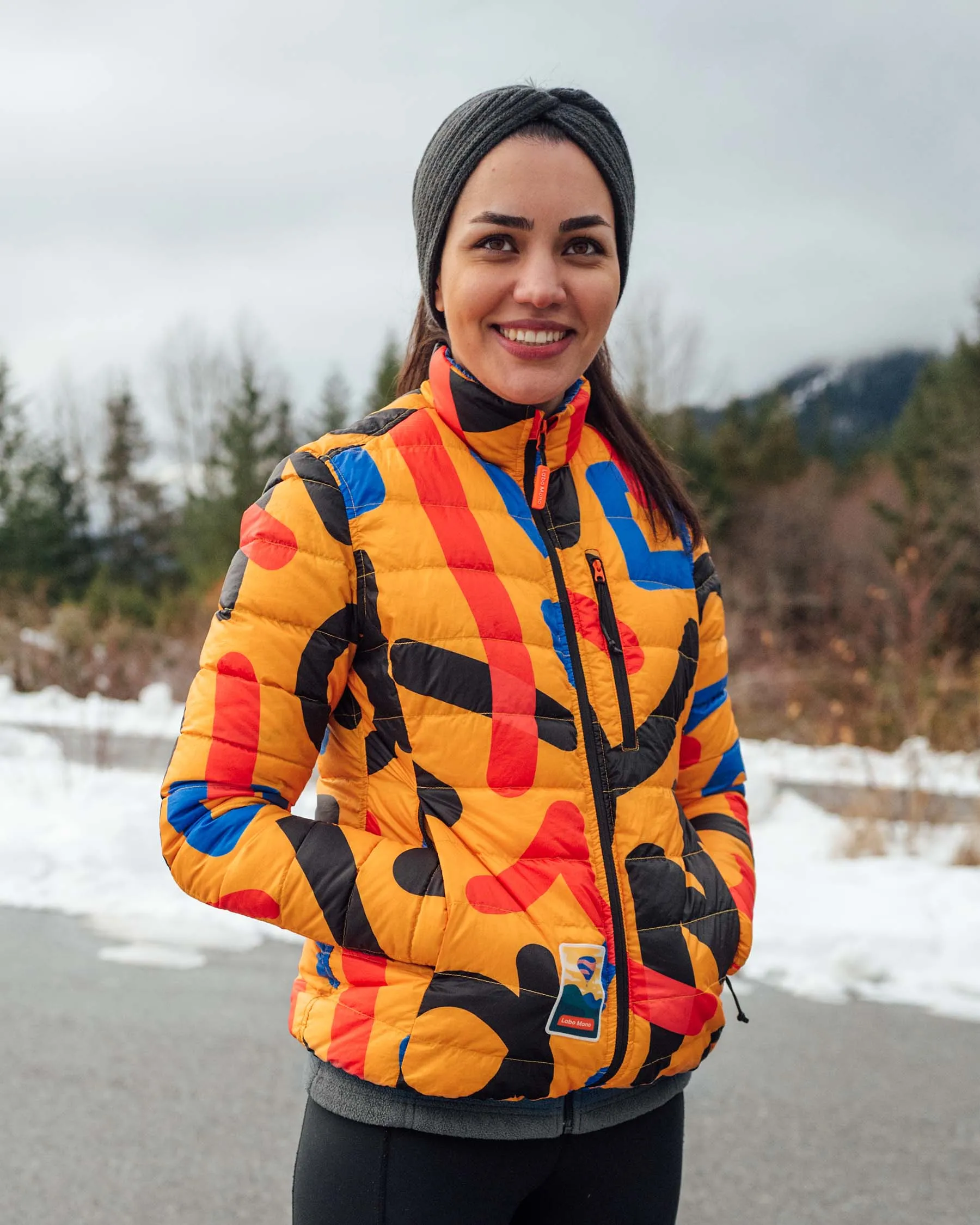 Women's Reversible Lightweight Puffer Jacket, Mixed Print & Blue