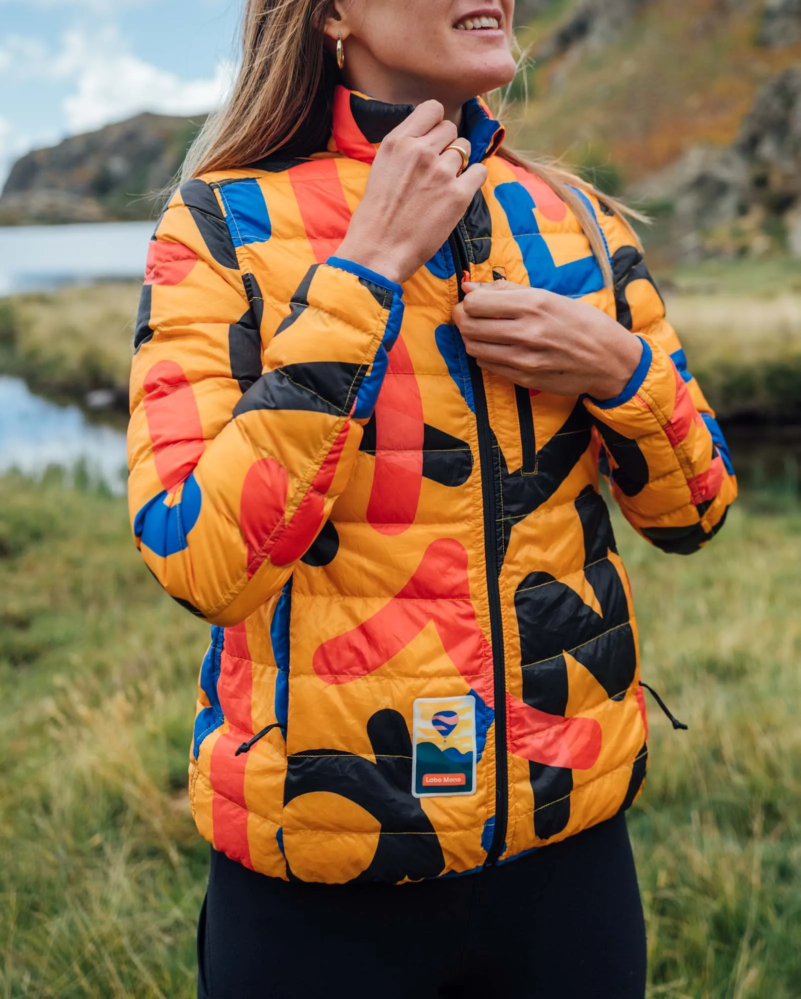 Women's Reversible Lightweight Puffer Jacket, Mixed Print & Blue