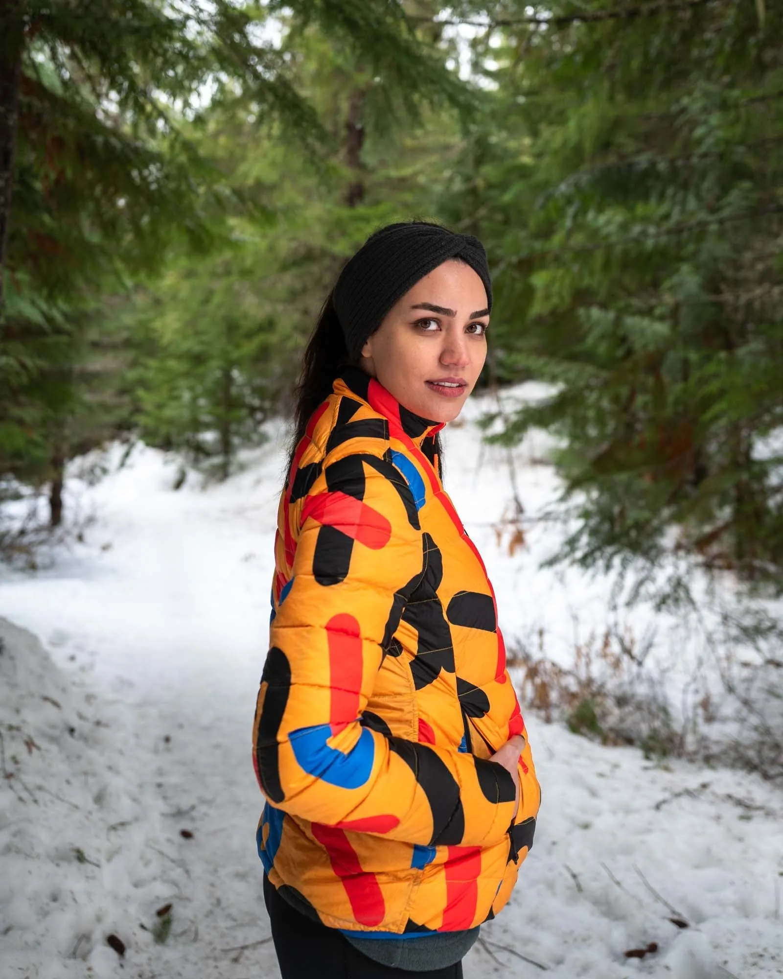 Women's Reversible Lightweight Puffer Jacket, Mixed Print & Blue
