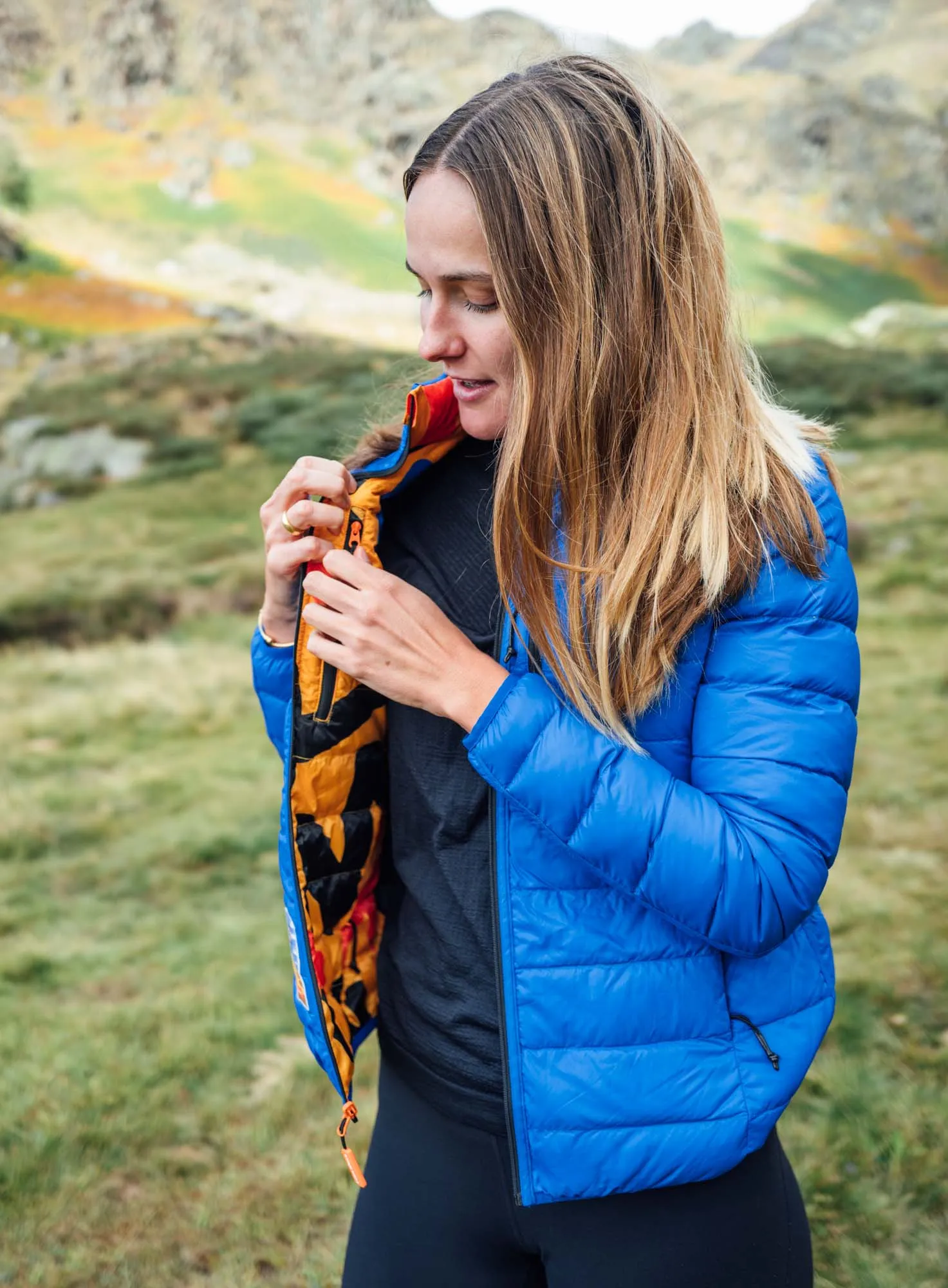 Women's Reversible Lightweight Puffer Jacket, Mixed Print & Blue