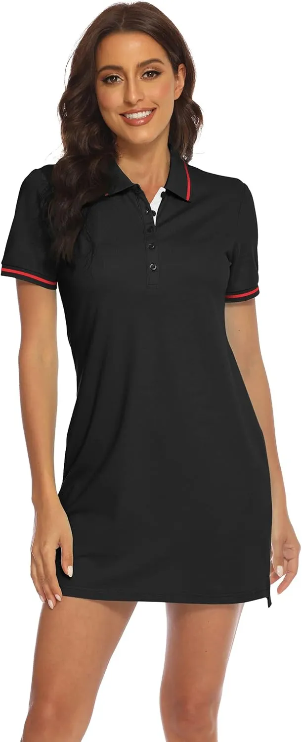 YSENTO Women Tennis Dress Short Sleeve UPF 50  Activewear Athletic Polo Golf Dresses